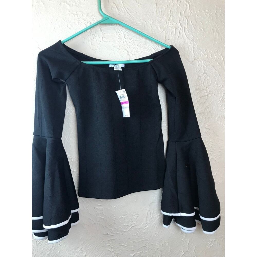 NWT Bar III Womens Bell Sleeves Off-The-Shoulder Pullover Top Blouse Stretch‎